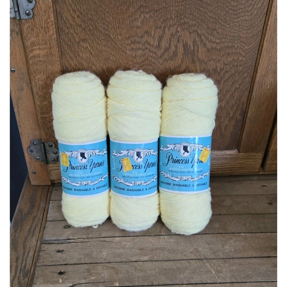 VTG Princess Yarns Baby Yellow Knitting Crochet Yarn Acrylic Blend Skein 530748